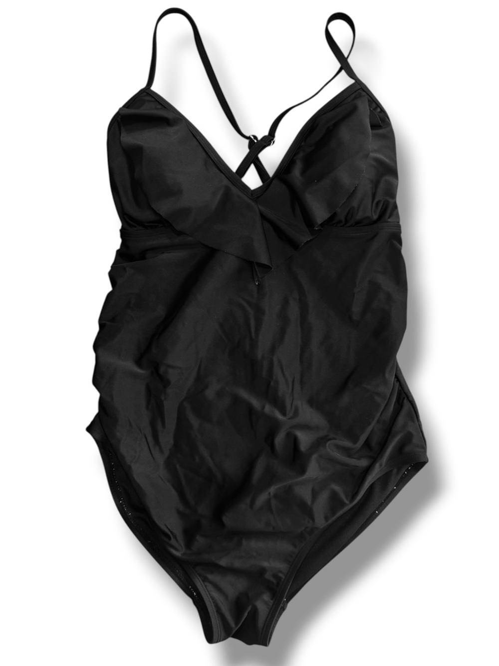 Isabel Maternity by Ingrid and Isabel Black Ruffle Padded One Piece Swimsuit L